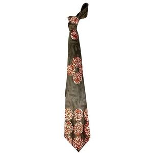 40s-50s Swing VTG Necktie Neck Tie Bronze Rayon Satin/Red  Balls Spheres Atomic
